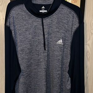 Adidas Navy and Heathered Gray Golf Pullover